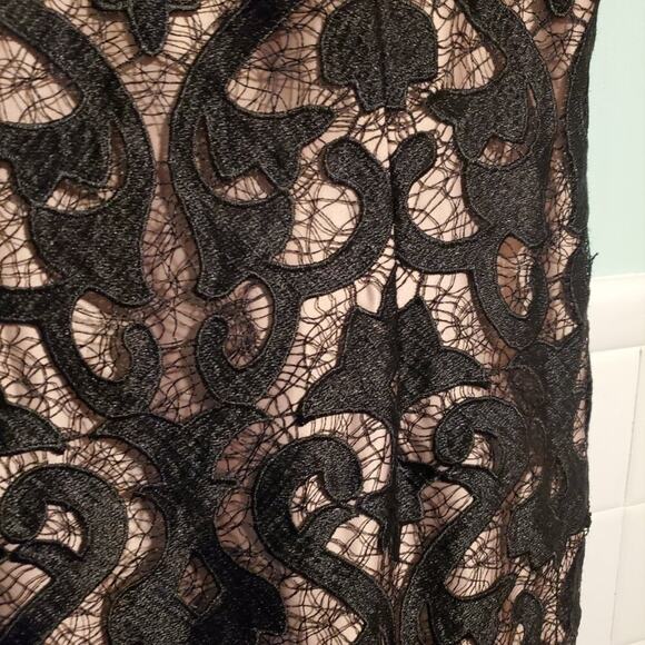 ADRIANNA PAPELL BLACK NUDE SLEVELESS GUIPURE MERMAID GOWN SIZE US 8 - Picture 10 of 14